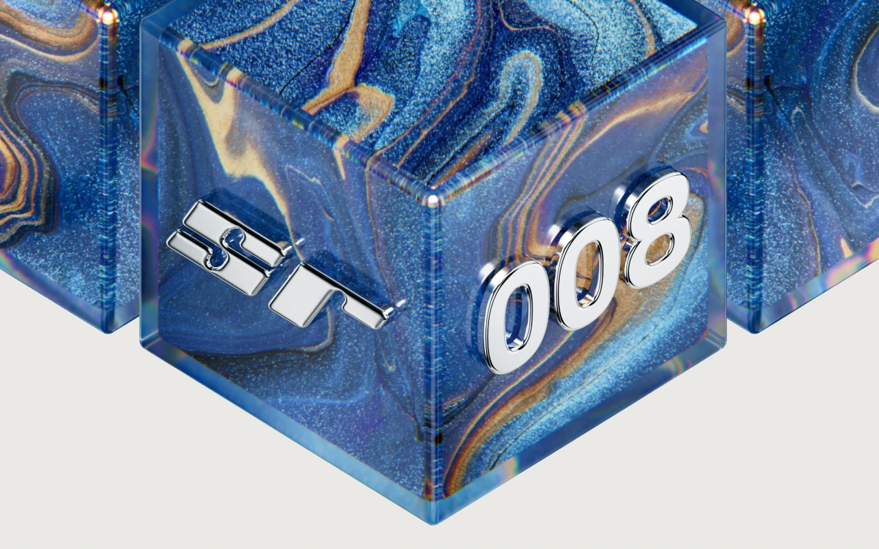 a16z speedrun SR008: a glass cube marked SR 008